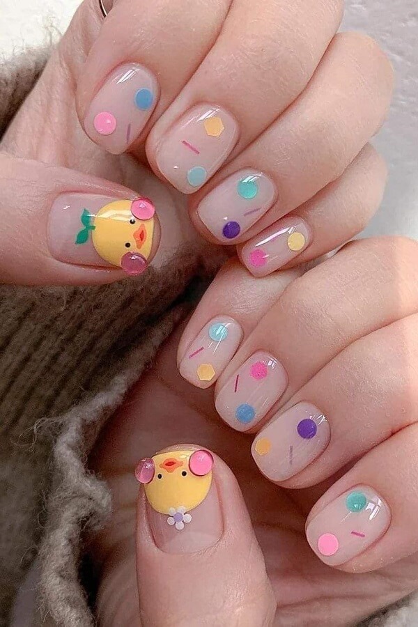 Nail móng ngắn cute 6