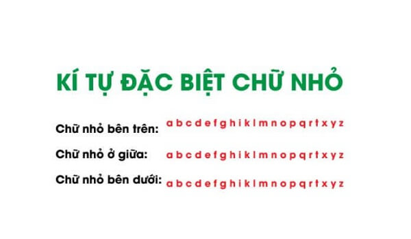 Dãy kí tự đặc biệt chữ nhỏ 