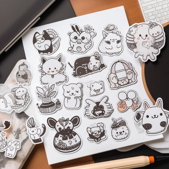 Hình sticker cute không màu 3