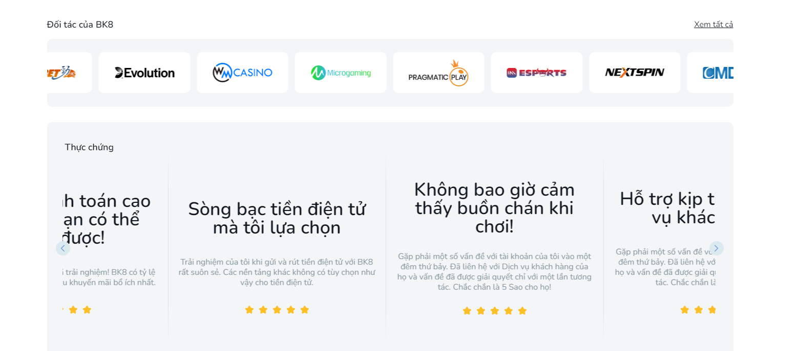 Độ uy tín của nhà cái BK8 