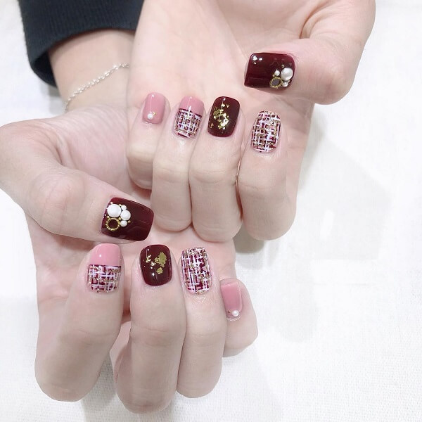 mẫu nail màu hồng pastel 7