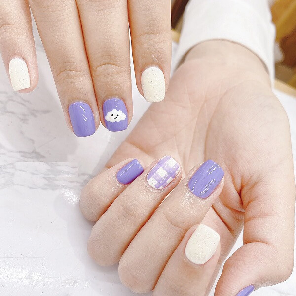 Mẫu nail màu tím 9