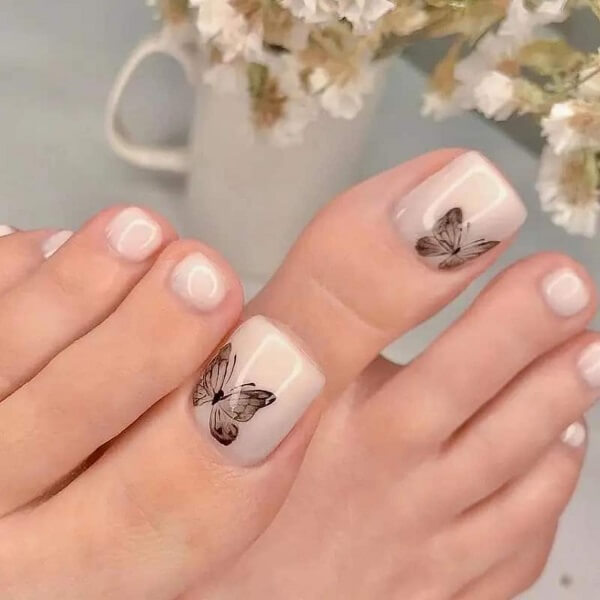 Nail chân màu trắng 3