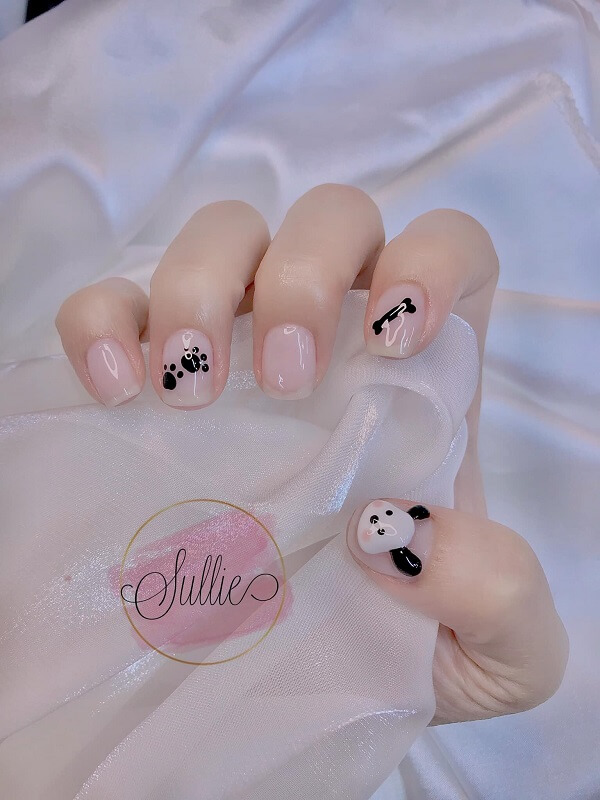 Mẫu nail đen trắng cute 10