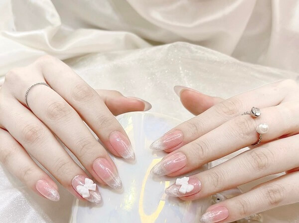 những mẫu nail màu hồng thạch 2