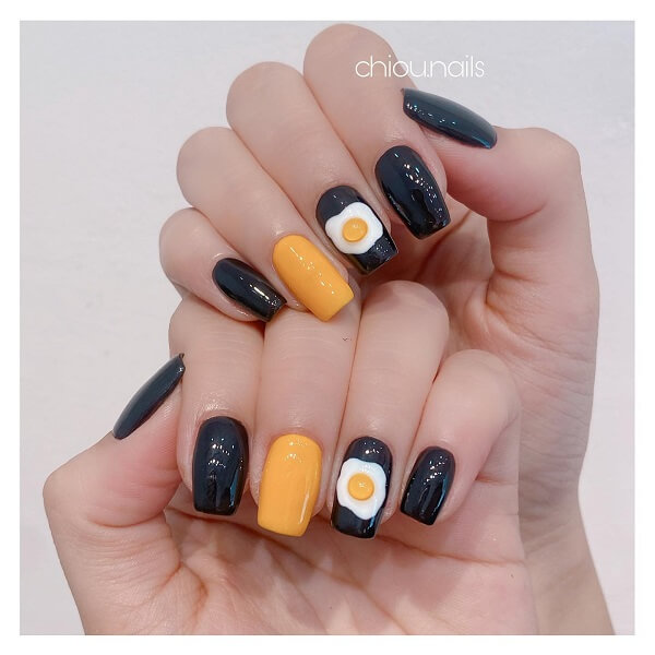 Mẫu nail màu cam 2