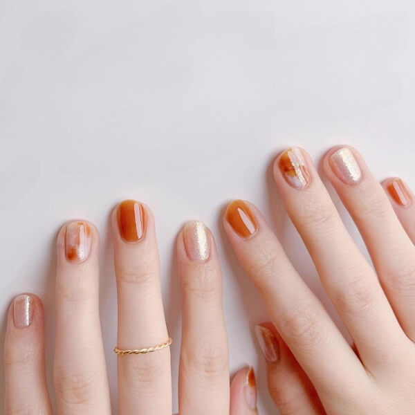 Mẫu nail màu cam 7