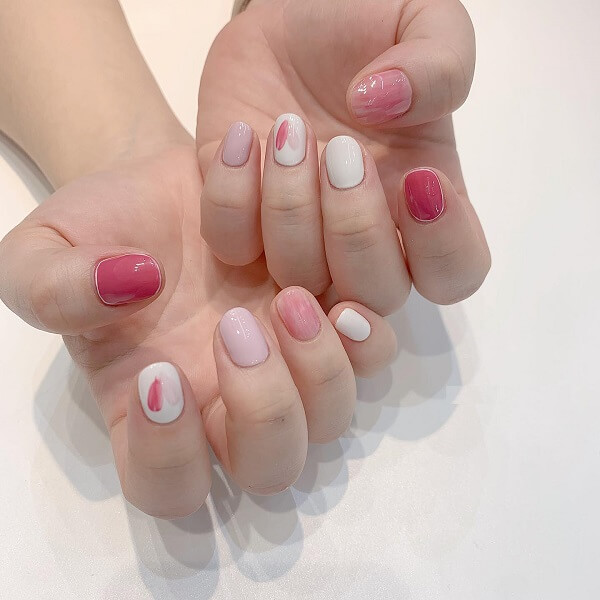 Mẫu nail màu hồng 9