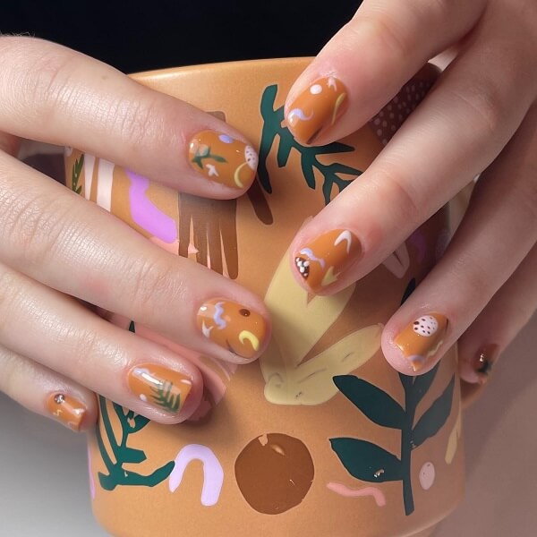 Mẫu nail ombre cam 6