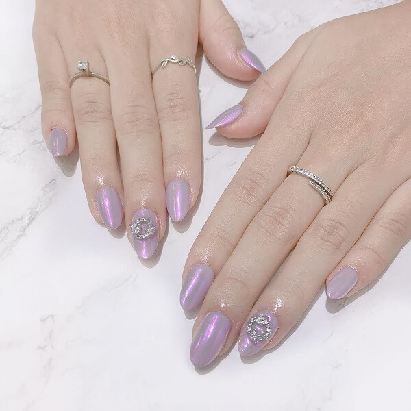 Mẫu nail màu tím pastel 2