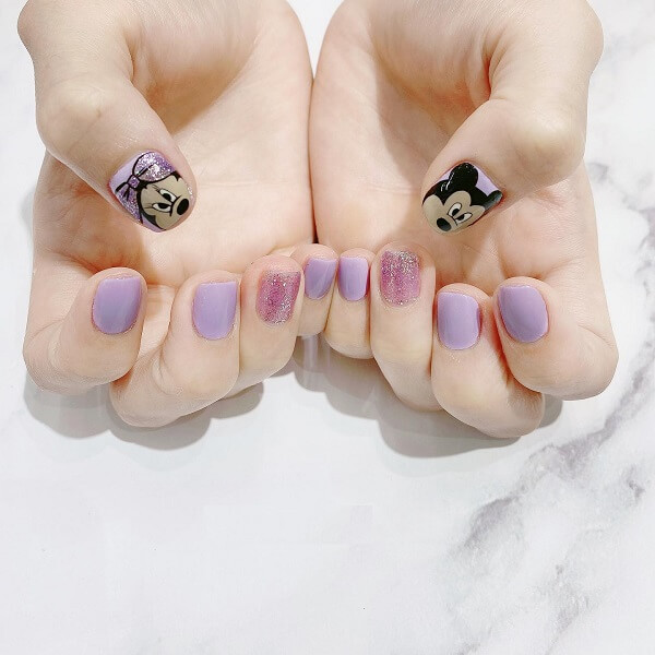 Mẫu nail màu tím pastel 4