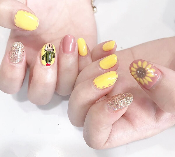 Mẫu nail màu vàng 8