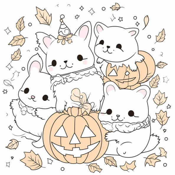 Tranh tô màu halloween cute 7