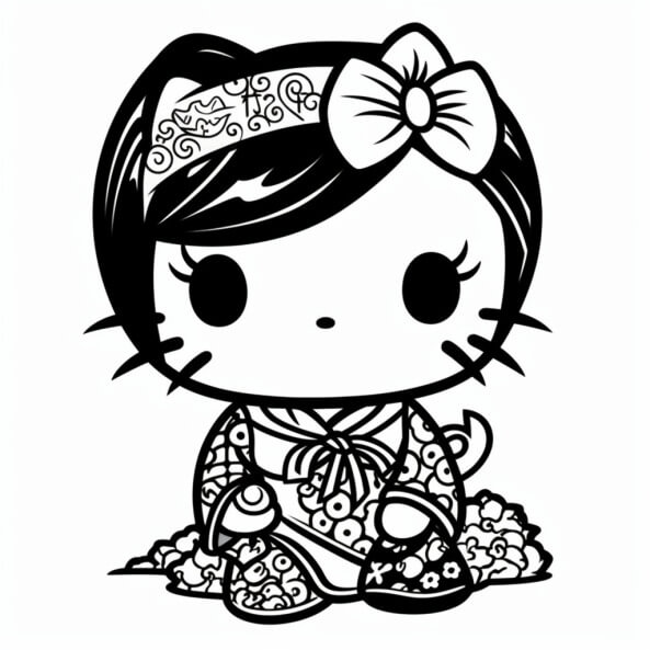 Tranh tô màu mèo hello kitty 5