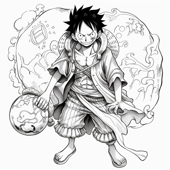 Tranh tô màu one piece luffy gear 5 10