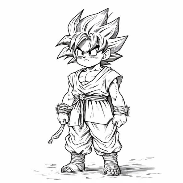 Tranh tô màu songoku cute 3