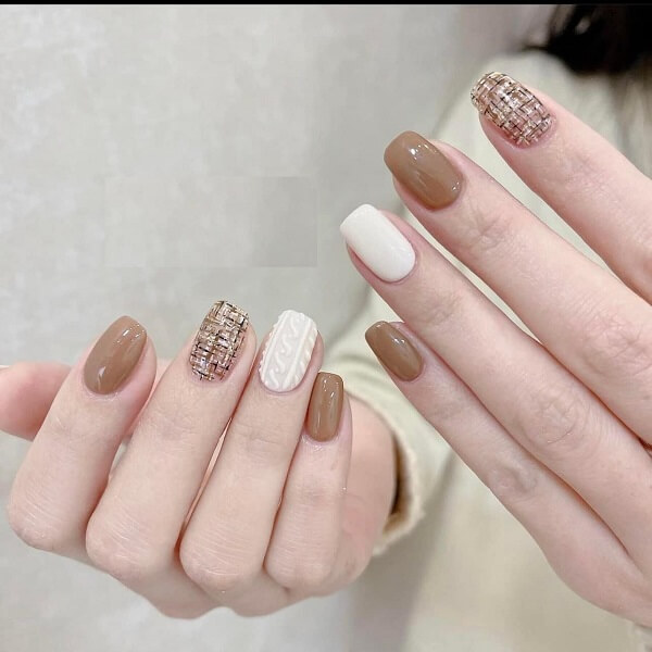 Mẫu nail màu nâu 10