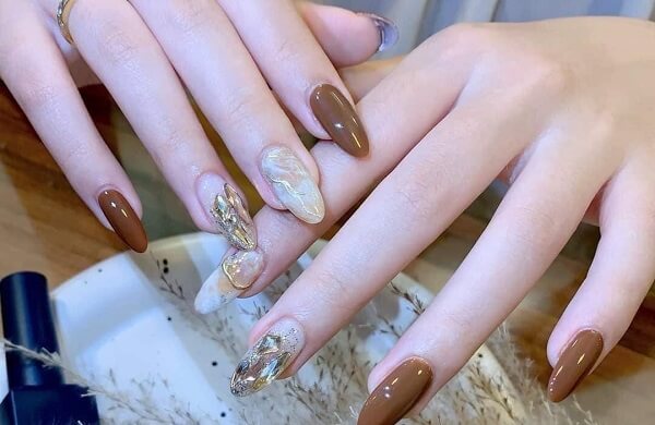 Mẫu nail màu nâu 7