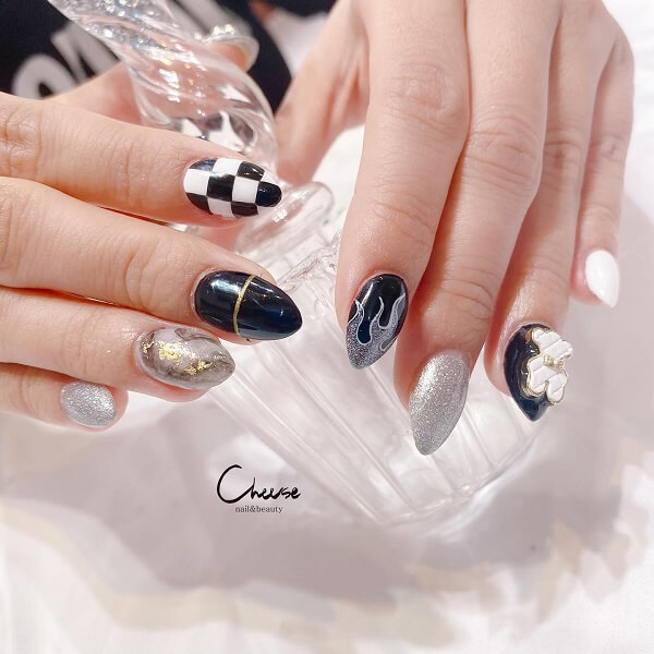 Mẫu nail caro 11