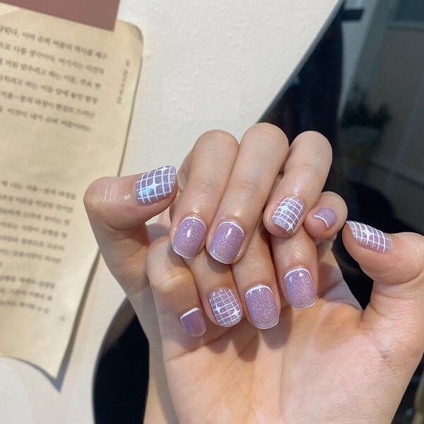 Mẫu nail sọc caro 4