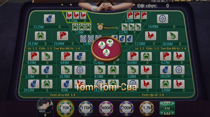 Bàn chơi Bầu Cua Tôm Cá tại QH88