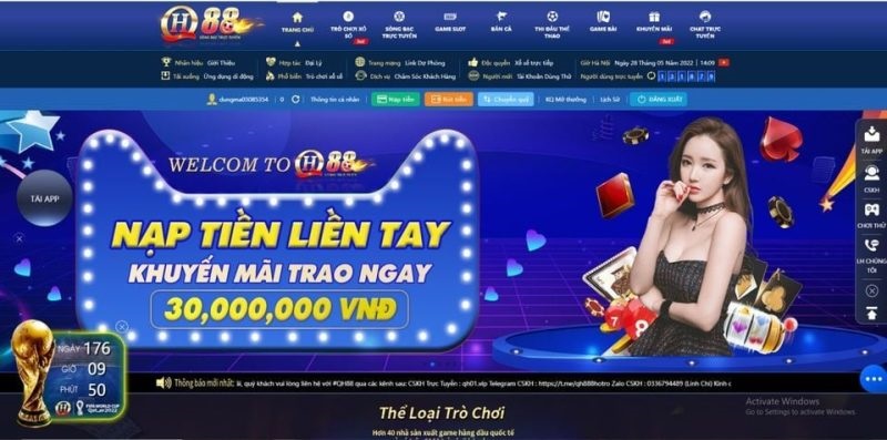 QH88 hỗ trợ nạp rút đa kênh