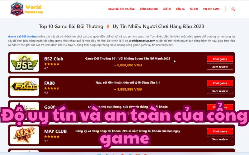 Tại World Game Cup, chúng tôi đã tổng hợp Top 10 nhà cái uy tín nhất 2024