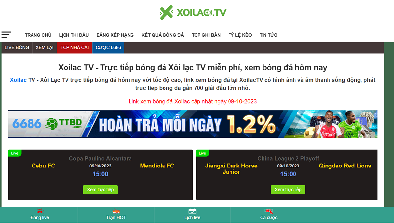 Xoilac TV là một lựa chọn hoàn hảo cho những ai đam mê và muốn theo dõi trực tiếp các trận cầu hấp dẫn mà không cần phải trả phí