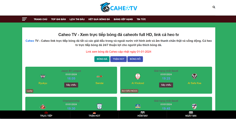 Caheo TV - Trang web xem trận đấu bóng đá đỉnh cao