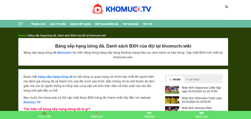 Khomuctv - Nơi xem bóng đá có nhiều nội dung hấp dẫn và thú vị