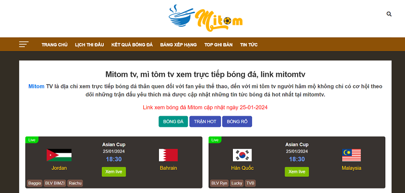 Cung cấp link xem trực tiếp uy tín hàng đầu