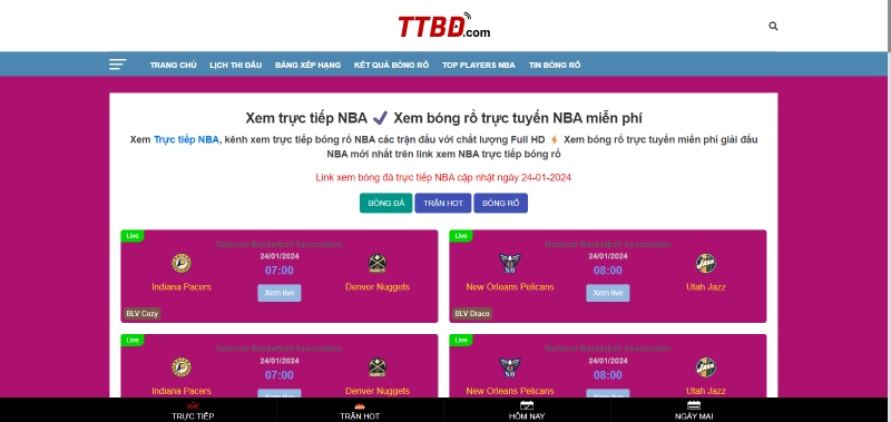 Mục tiêu của trang xem bóng rổ Trực tiếp NBA 