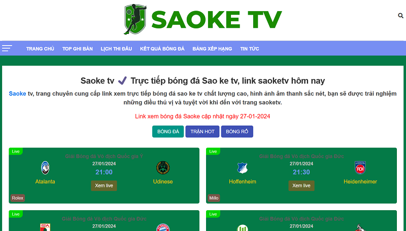 Theo dõi các tin tức bóng đá nóng hổi tại Saoke TV