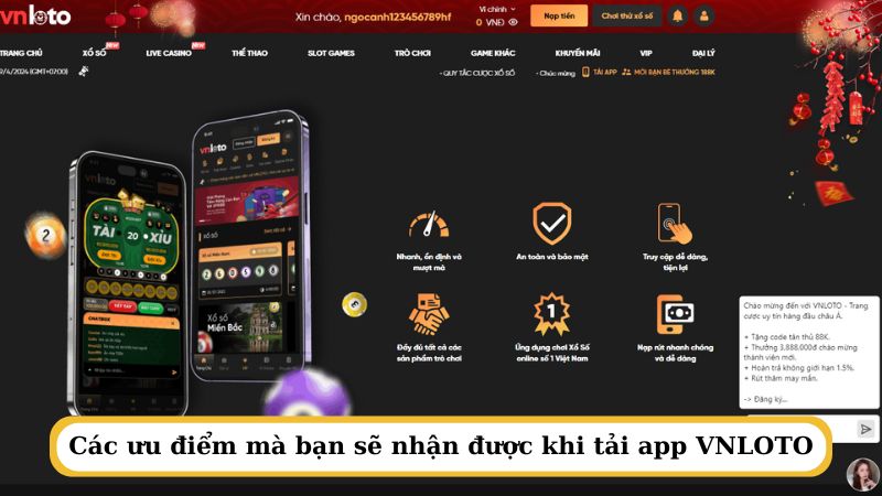 Các ưu điểm mà bạn sẽ nhận được khi tải app VNLOTO